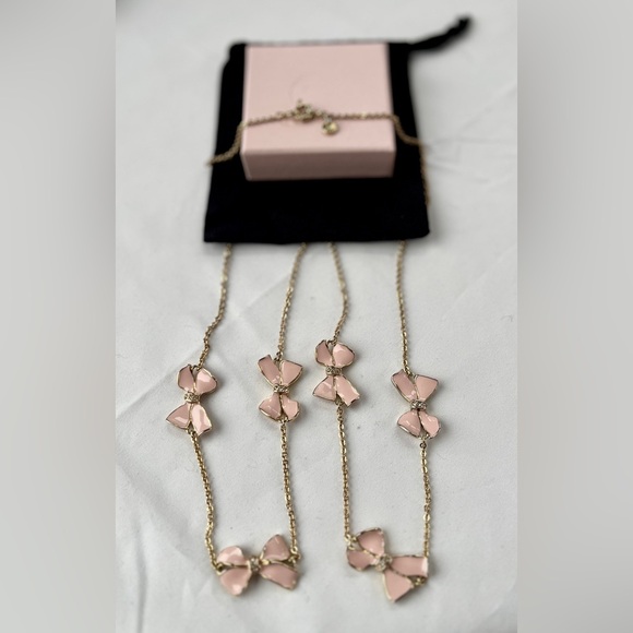 J. Crew Pink Enamel Bow & Rhinestone Gold-tone Necklace - Picture 4 of 8